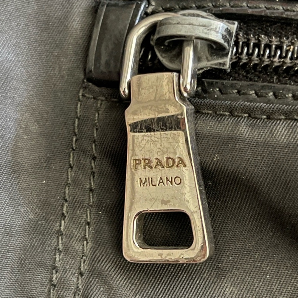 PRADA Black Logo Nylon x Leather Shoulder Bag - Picture 7 of 13